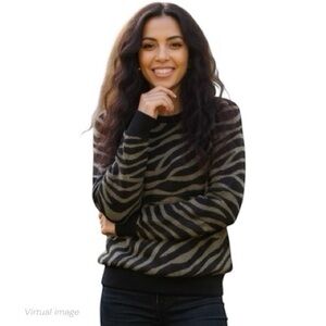 Ann Taylor Zebra Stripe Crewneck Sweater